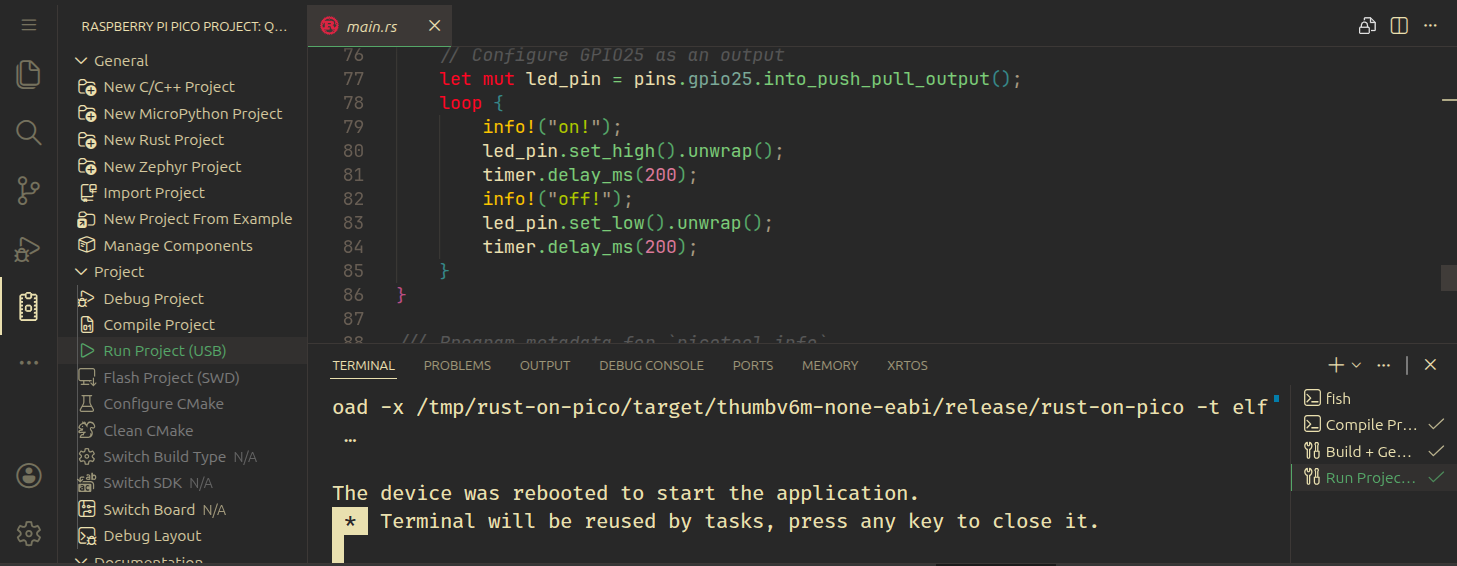 Running Rust Project with Vscode for Raspberry Pi Pico (RP2040)